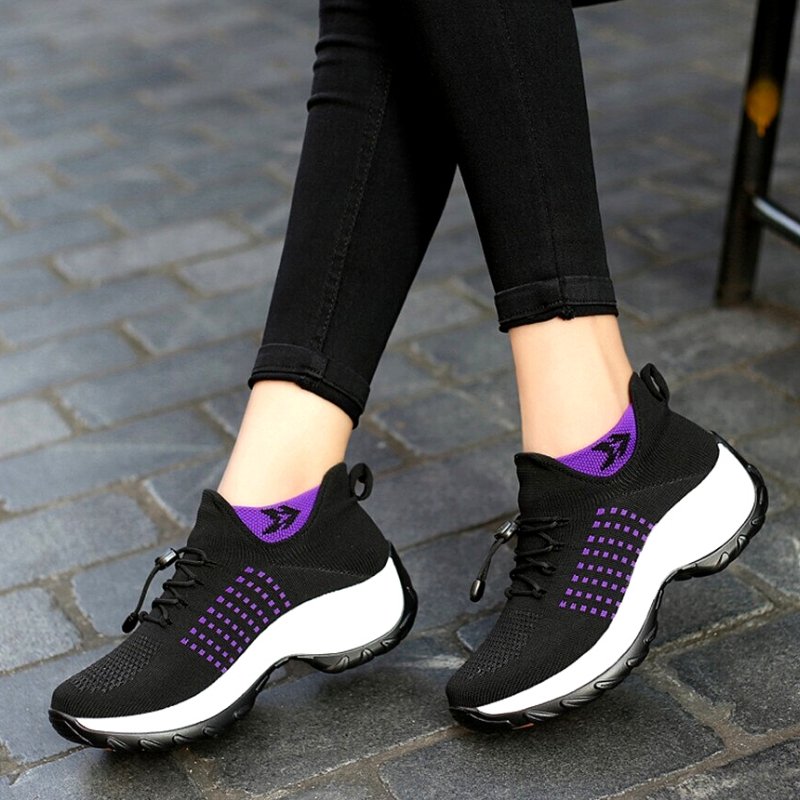 Ortho Stretch Cushion Shoes - Black Purple